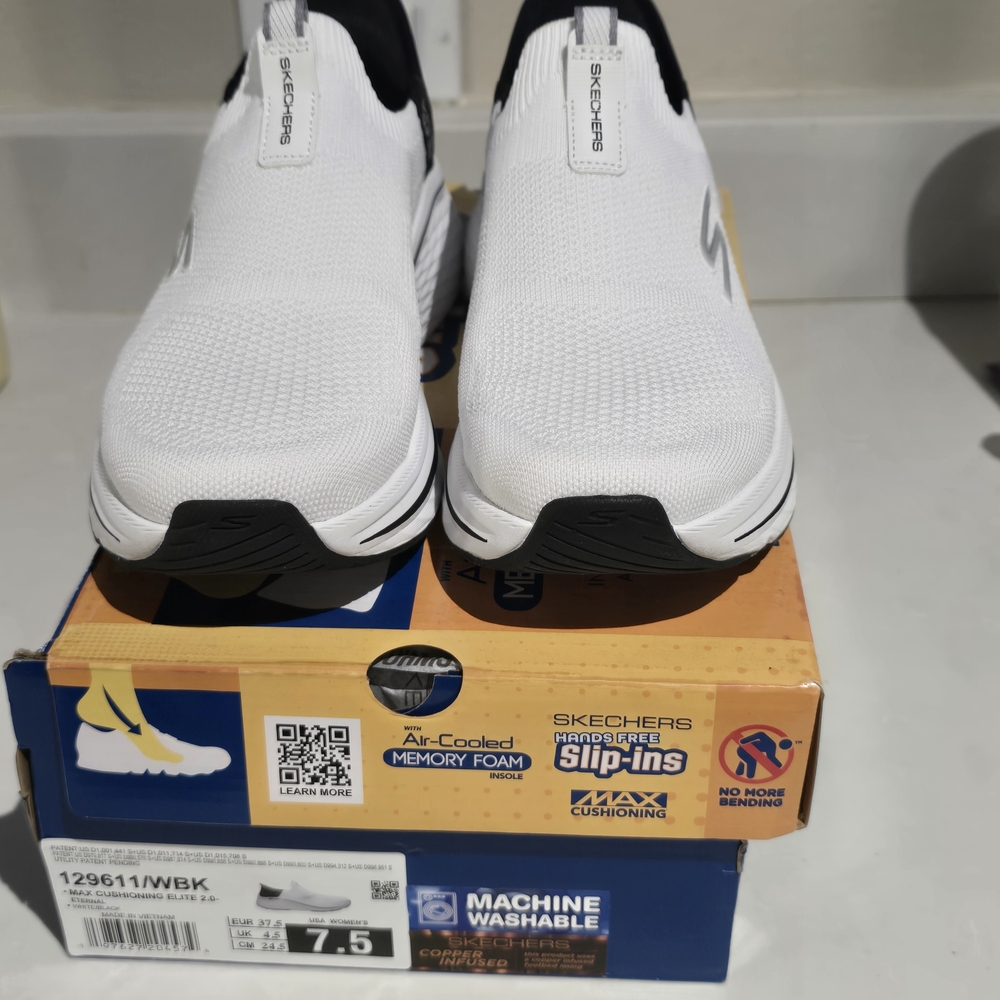 Skechers Women's White Slip-Ins Shoes Max Cushion